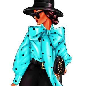 16 x 20 Art Poster Print Replica African American Wall Art  BLUE